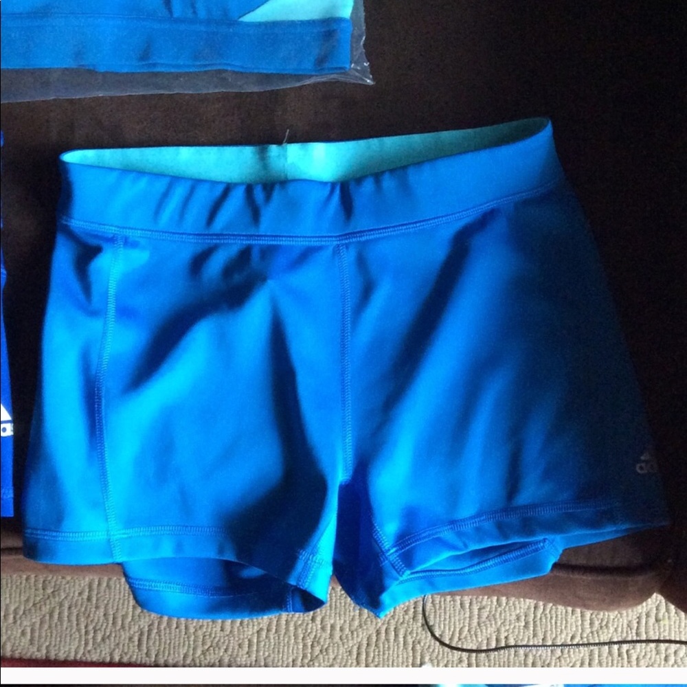 Blue adidas spandex shorts